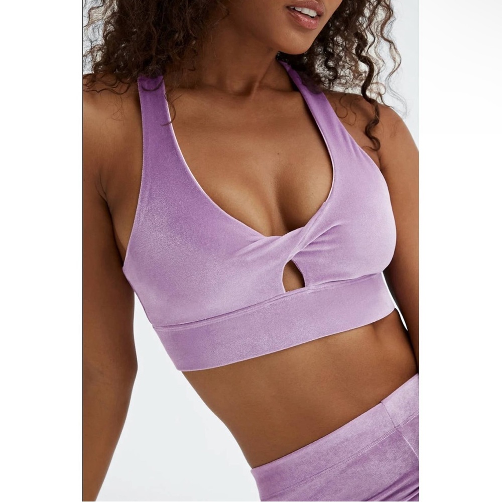 FABLETICS NWOT Bright Lilac Purple Oasis Twist Velour Padded Sports Bra XS